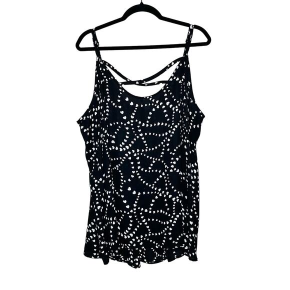 TORRID Black/White Heart Print Georgette Flowy adjustable tank top Size 5X - Picture 2 of 7